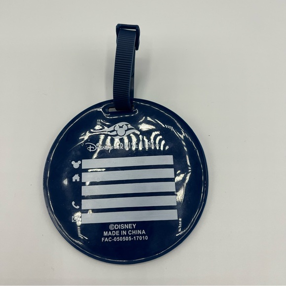 Disney Cruise Line Castaway Club Member Luggage Tag Navy Blue‎ Rubber 4" Round - Picture 2 of 3